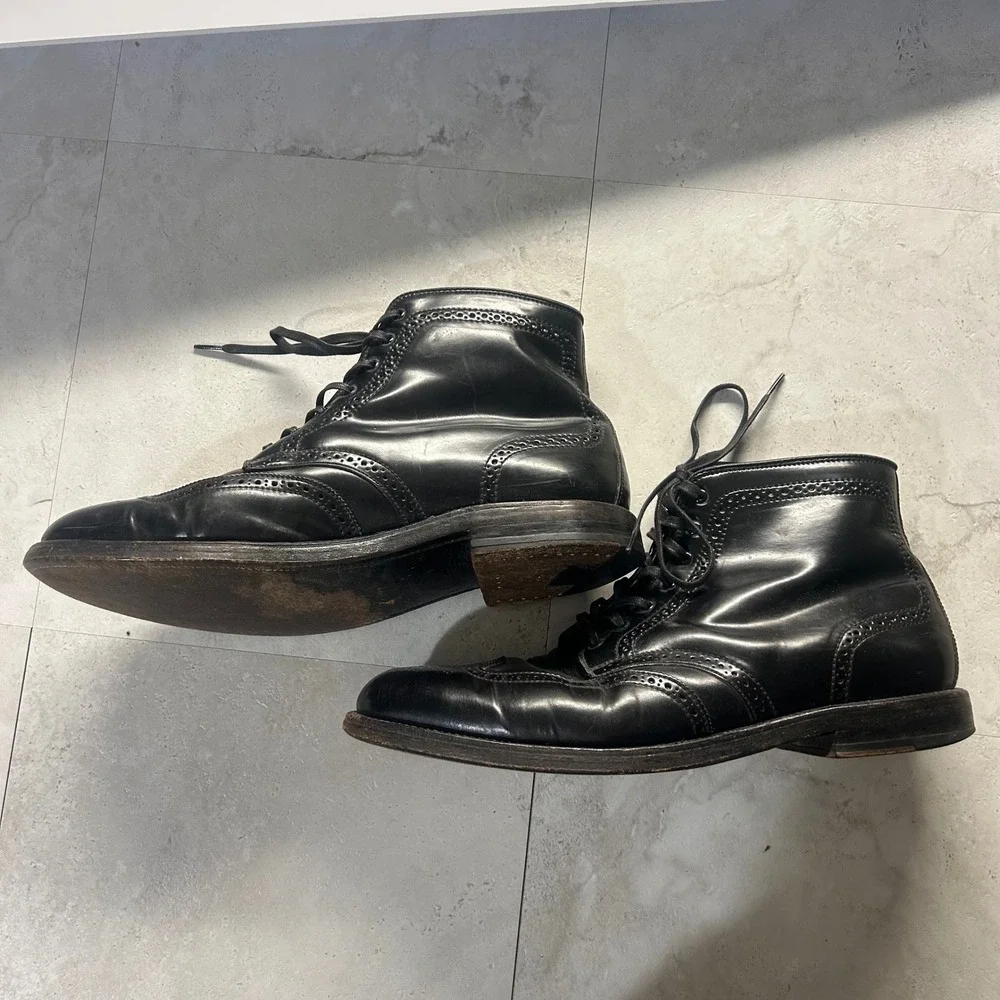 Alden x J Crew Wingtip Boots Black Leather Mens 11 B/D 44695 Made in USA
